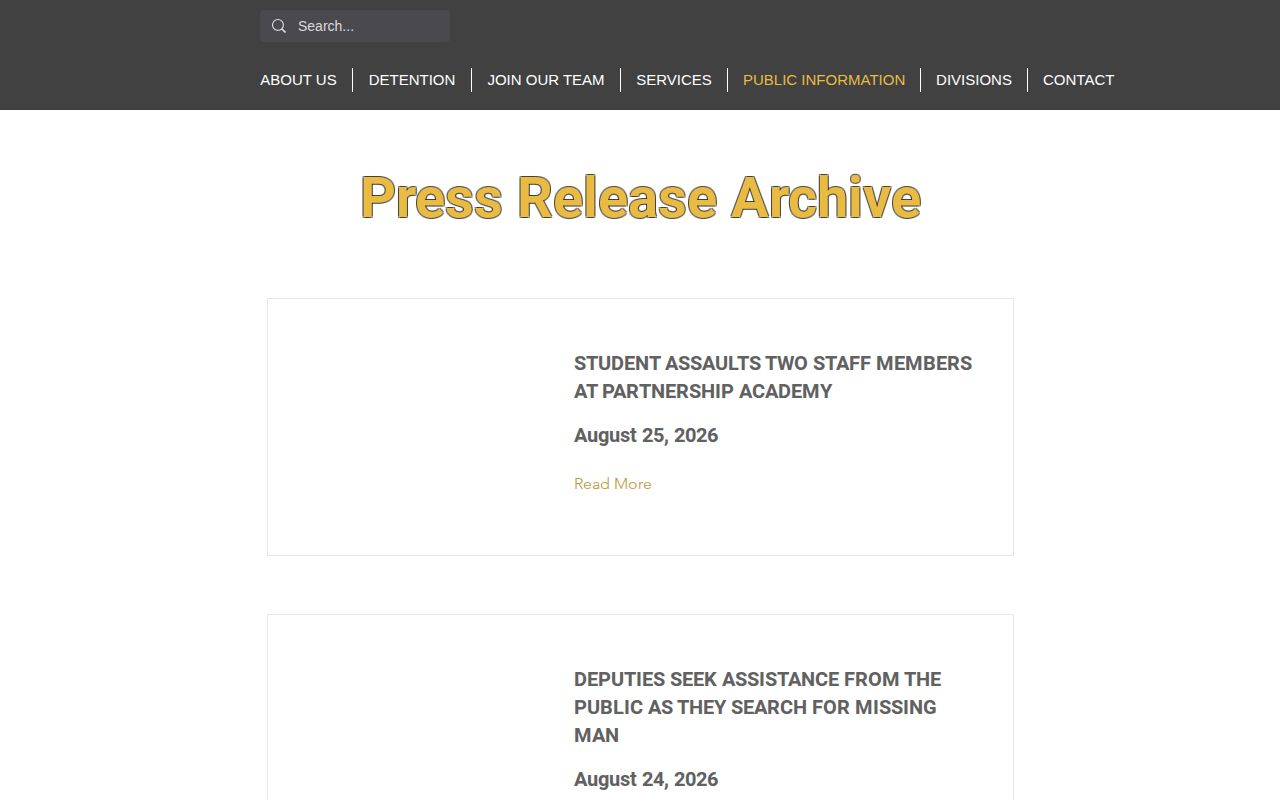 Orange County Sheriff dated press release archive