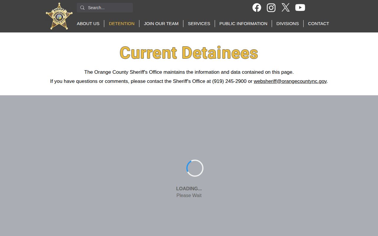 Orange County Sheriff Daily Custody Report interface